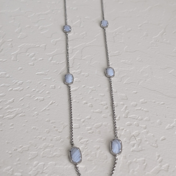 Rare Kendra Scott Blue Lace Agate Kellie Long Necklace - Picture 3 of 5